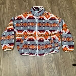 Forever 21 Women Size S Multicolor Southwestern Print Sherpa Short Lined Jacket